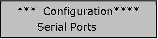 Press *Page* twice and the screen will change to Serial Port and press *Enter*